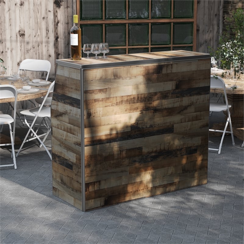 Pemberly Row 4' Rustic Laminate Foldable Portable Event Bar for Catering