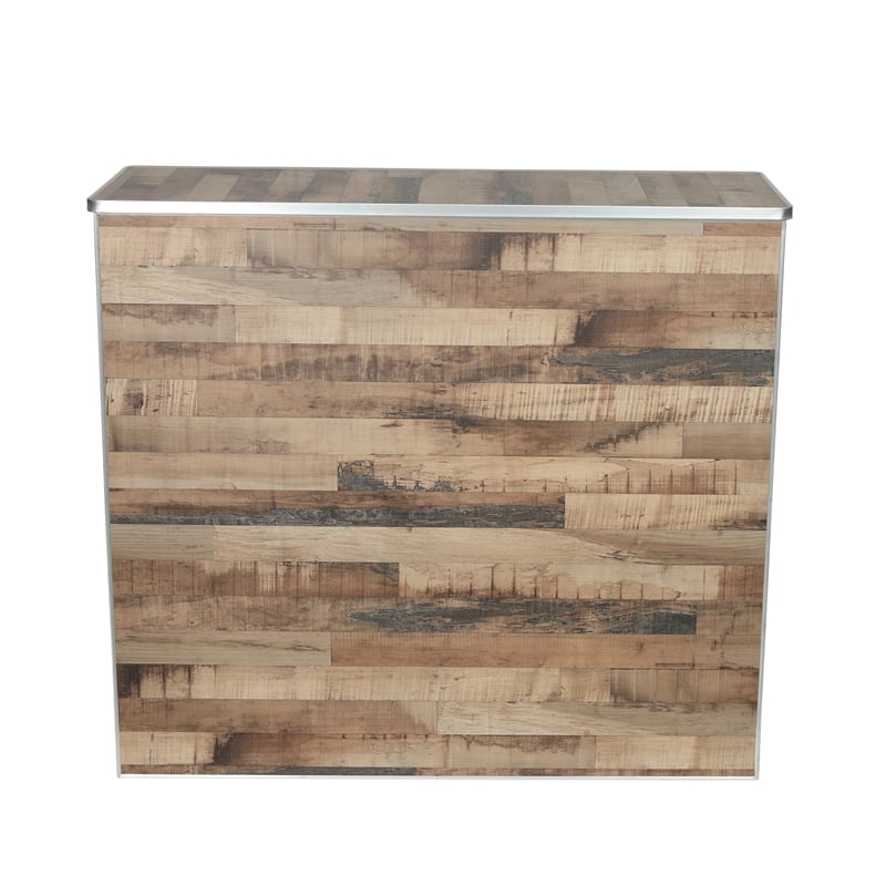Pemberly Row 4' Rustic Laminate Foldable Portable Event Bar for Catering