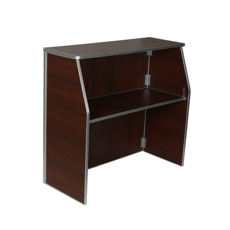 Pemberly Row 4' Walnut Laminate Foldable Portable Event Bar for Catering