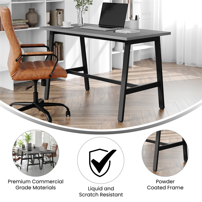 Pemberly Row 48x24 Conference Table with Laminate Top & A-Frame Base in Gray Oak