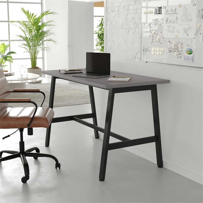 Pemberly Row 48x24 Conference Table with Laminate Top & A-Frame Base in Gray Oak