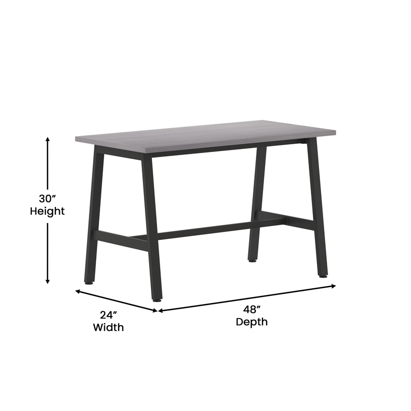 Pemberly Row 48x24 Conference Table with Laminate Top & A-Frame Base in Gray Oak