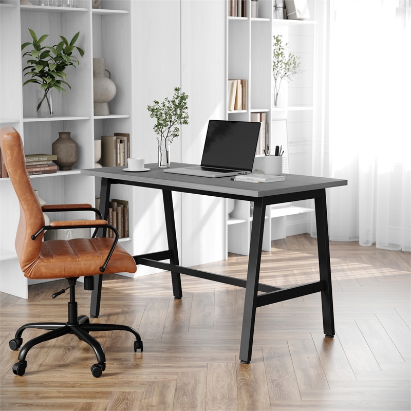 Pemberly Row 48x24 Conference Table with Laminate Top & A-Frame Base in Gray Oak