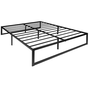 Pemberly Row 14&quot Queen Platform Bed Frame with Steel Slats - No Box Spring