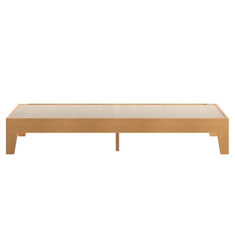 Pemberly Row Wood Platform King Bed with 14 Support Slats in Natural Pine