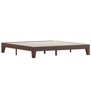 Pemberly Row Wood Platform King Bed with 14 Support Slats in Walnut