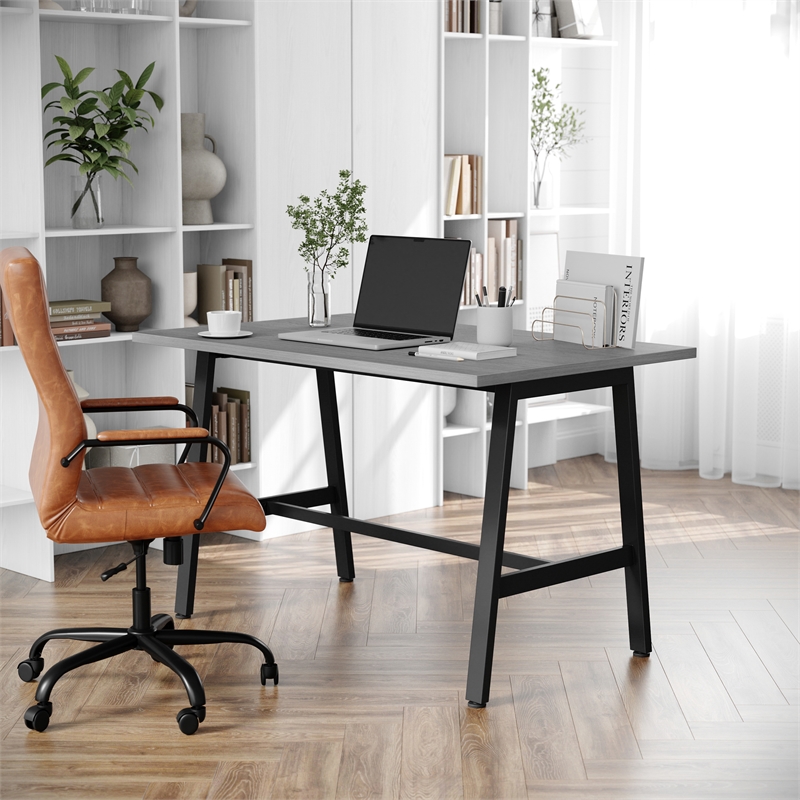 Pemberly Row 48x30 Conference Table with Laminate Top & A-Frame Base in Gray Oak