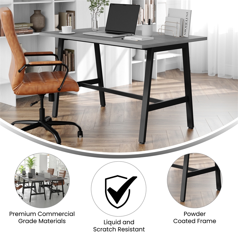 Pemberly Row 48x30 Conference Table with Laminate Top & A-Frame Base in Gray Oak