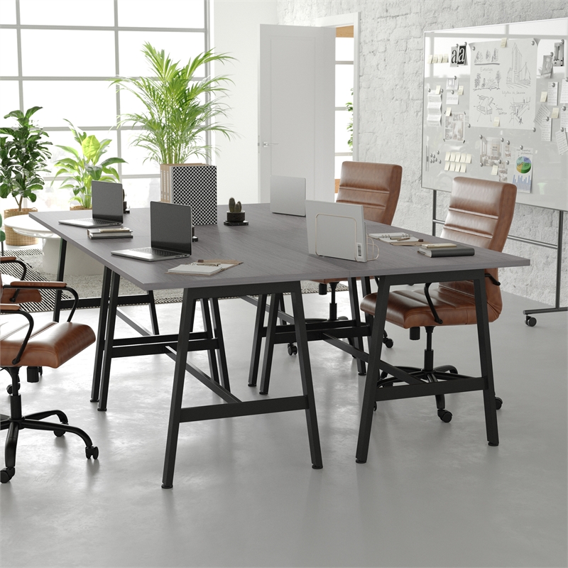 Pemberly Row 48x30 Conference Table with Laminate Top & A-Frame Base in Gray Oak