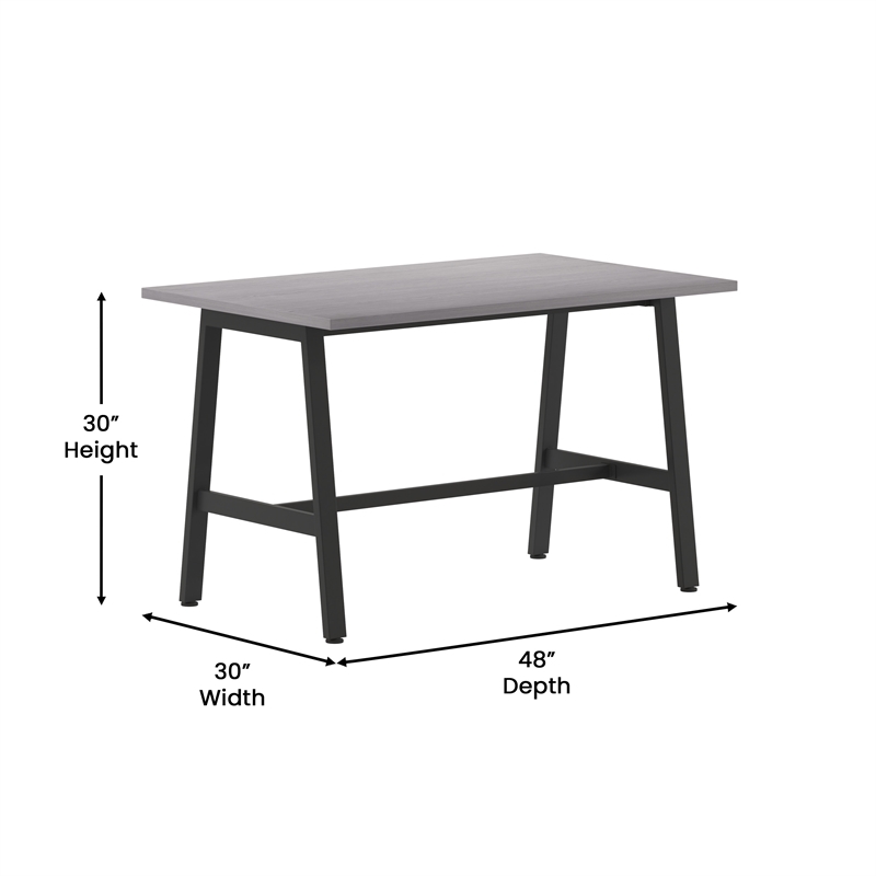 Pemberly Row 48x30 Conference Table with Laminate Top & A-Frame Base in Gray Oak