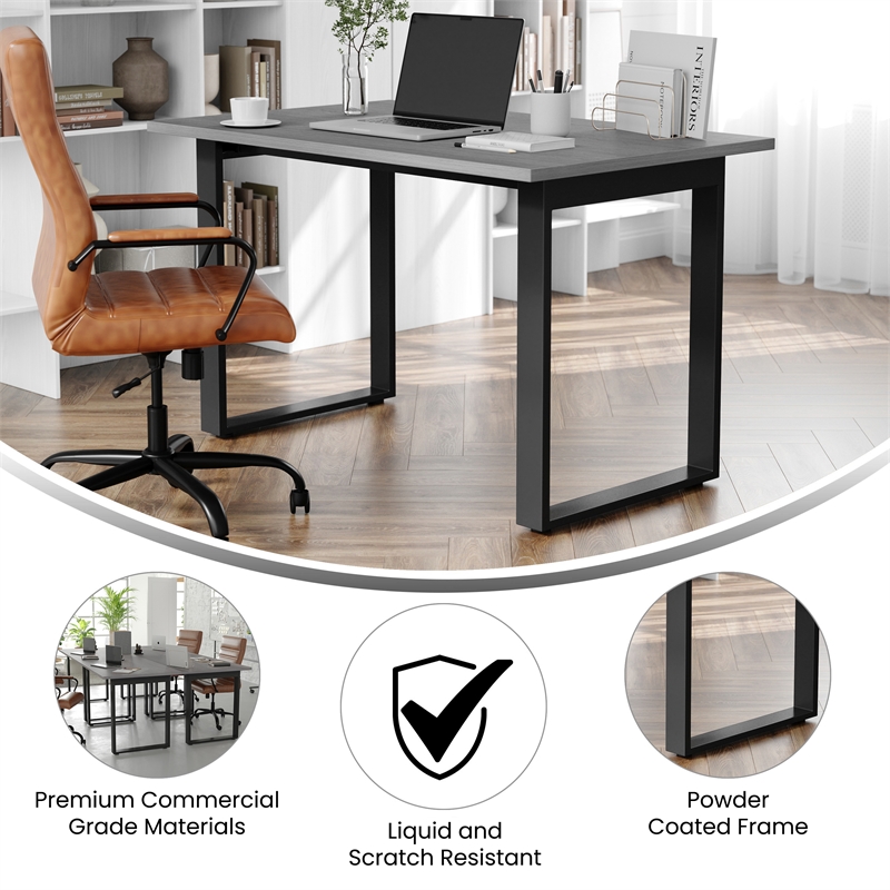 Pemberly Row 48x30 Conference Table with Laminate Top & U-Frame Base in Gray Oak