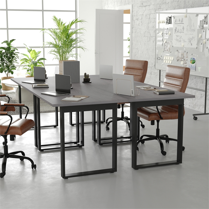 Pemberly Row 48x30 Conference Table with Laminate Top & U-Frame Base in Gray Oak