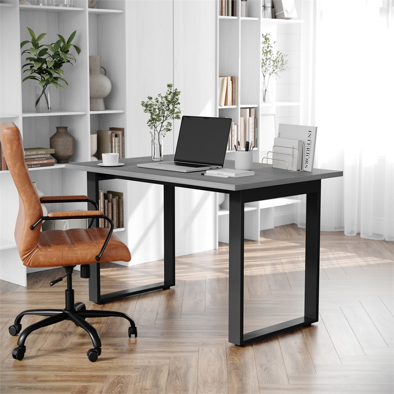 Pemberly Row 48x30 Conference Table with Laminate Top & U-Frame Base in Gray Oak