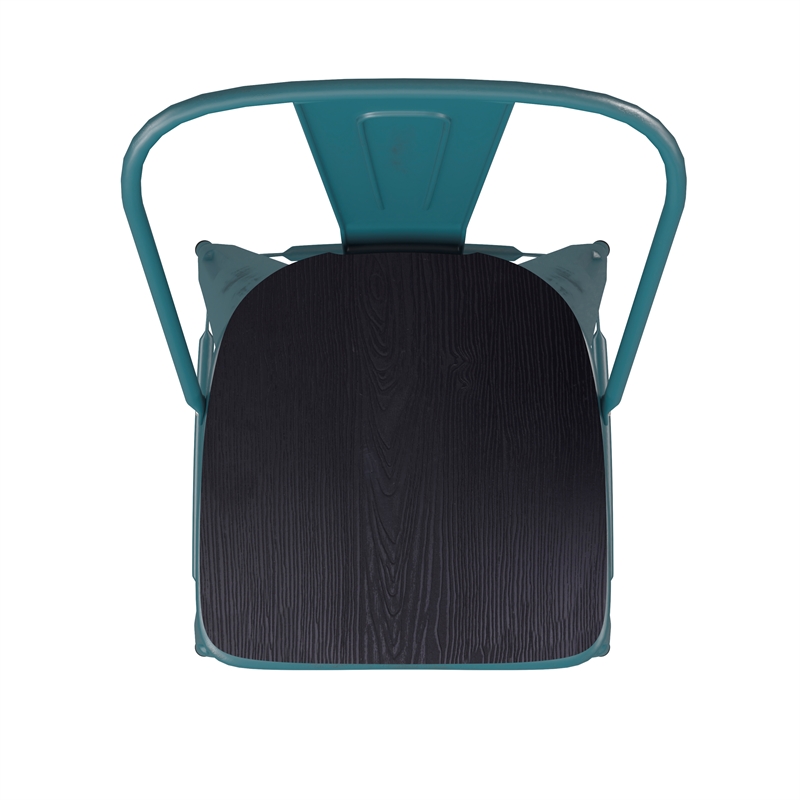 Pemberly Row Bar Height Stool with Poly Resin Seat in Kelly-Blue Teal/Black