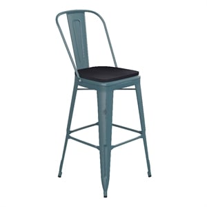 Pemberly Row Bar Height Stool with Poly Resin Seat in Kelly-Blue Teal/Black