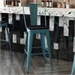 Pemberly Row Bar Height Stool with Poly Resin Seat in Kelly-Blue Teal/Black