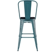 Pemberly Row Bar Height Stool with Poly Resin Seat in Kelly-Blue Teal/Black