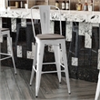 Pemberly Row All-Weather Bar Height Stool with Poly Resin Seat in White/Gray