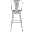 Pemberly Row All-Weather Bar Height Stool with Poly Resin Seat in White/Gray
