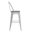 Pemberly Row All-Weather Bar Height Stool with Poly Resin Seat in White/Gray
