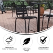 Pemberly Row Restaurant Stacking Stool with Triple Slat Back in Black