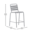 Pemberly Row Restaurant Stacking Stool with Triple Slat Back in Silver