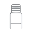 Pemberly Row Restaurant Stacking Stool with Triple Slat Back in Silver