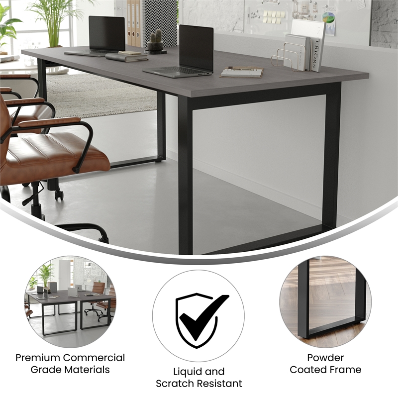 Pemberly Row 72x36 Conference Table with Laminate Top & U-Frame Base in Gray Oak