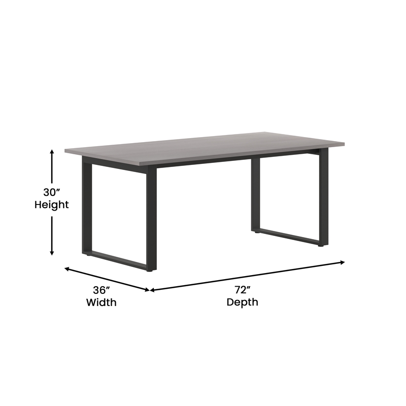Pemberly Row 72x36 Conference Table with Laminate Top & U-Frame Base in Gray Oak