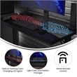 Pemberly Row Gaming Desk with LED Color Changing Circuit Board Glass Top
