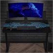 Pemberly Row Gaming Desk with LED Color Changing Circuit Board Glass Top