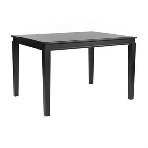 Pemberly Row Solid Wood 47&quot Dining Table for 4 in Black Matte Finish
