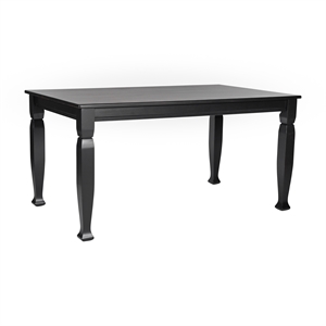 Pemberly Row Solid Wood 60&quot Dining Table with Turned Legs in Black
