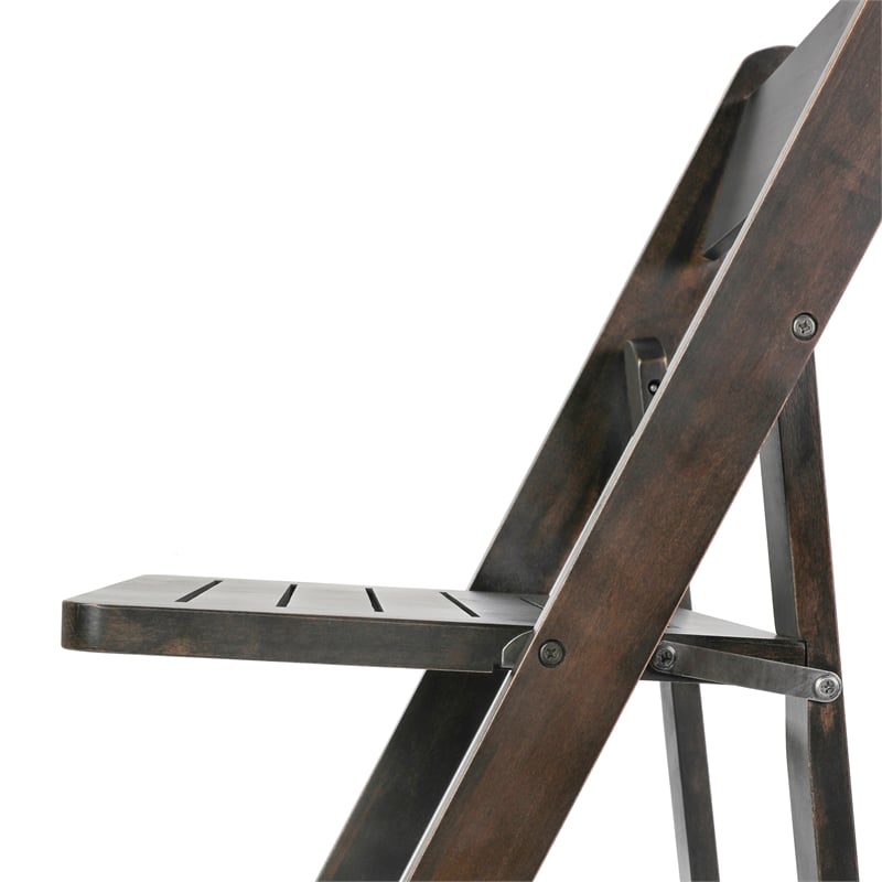 Pemberly Row Solid Wood Portable Folding Dining Chair in Early American