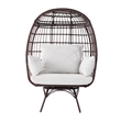 Pemberly Row Wicker Swivel Lounge Chair with 4 Cushions in Brn/Crm