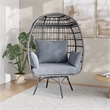 Pemberly Row Indoor/Outdoor Wicker Swivel Lounge Chair with 4 Cushions in Gray