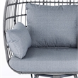 Pemberly Row Indoor/Outdoor Wicker Swivel Lounge Chair with 4 Cushions in Gray