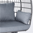 Pemberly Row Indoor/Outdoor Wicker Swivel Lounge Chair with 4 Cushions in Gray