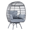 Pemberly Row Indoor/Outdoor Wicker Swivel Lounge Chair with 4 Cushions in Gray
