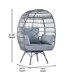 Pemberly Row Indoor/Outdoor Wicker Swivel Lounge Chair with 4 Cushions in Gray