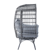 Pemberly Row Indoor/Outdoor Wicker Swivel Lounge Chair with 4 Cushions in Gray