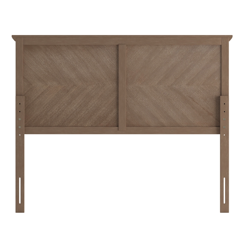 Pemberly Row Contemporary Full Size Herringbone Wooden Headboard in Light Brown