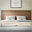 Pemberly Row Contemporary King Size Herringbone Wooden Headboard in Light Brown