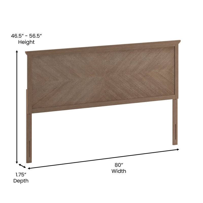 Pemberly Row Contemporary King Size Herringbone Wooden Headboard in Light Brown