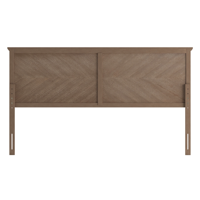 Pemberly Row Contemporary King Size Herringbone Wooden Headboard in Light Brown