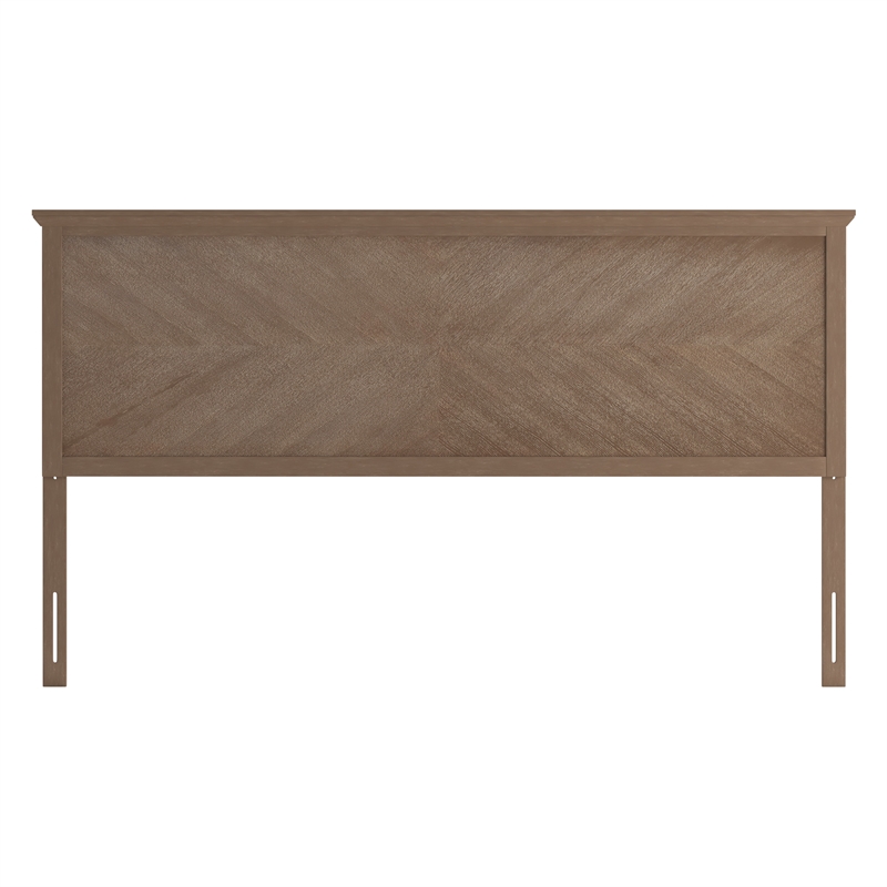 Pemberly Row Contemporary King Size Herringbone Wooden Headboard in Light Brown