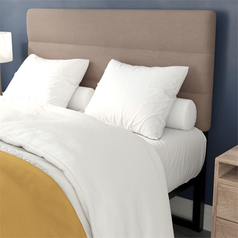 Pemberly Row Universal Fit Tufted Upholstered Full Headboard in Taupe