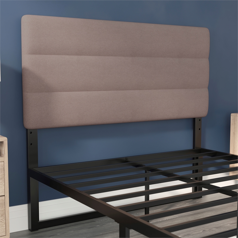 Pemberly Row Universal Fit Tufted Upholstered Full Headboard in Taupe