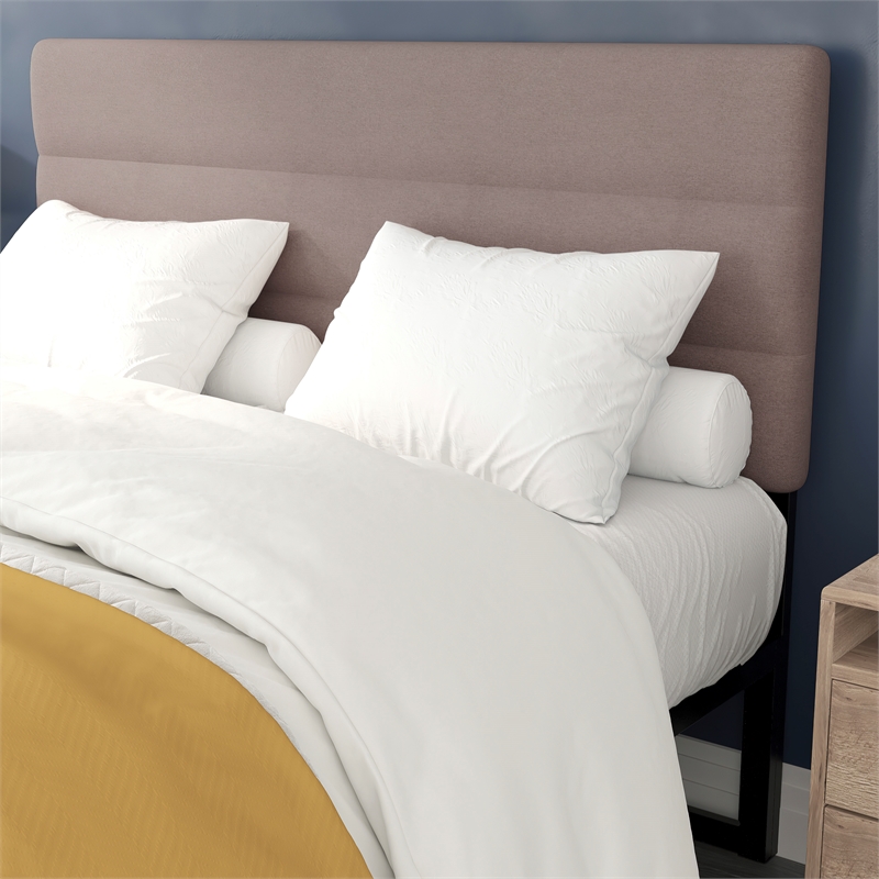 Pemberly Row Universal Fit Tufted Upholstered Queen Headboard in Taupe