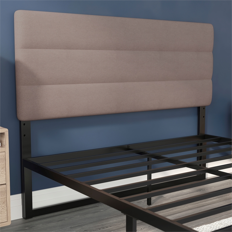 Pemberly Row Universal Fit Tufted Upholstered Queen Headboard in Taupe